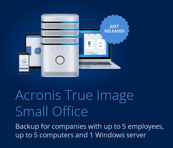 acronis true image small office main screen