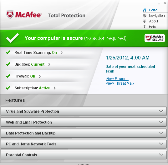 McAfee Total Protection 2024 user interface