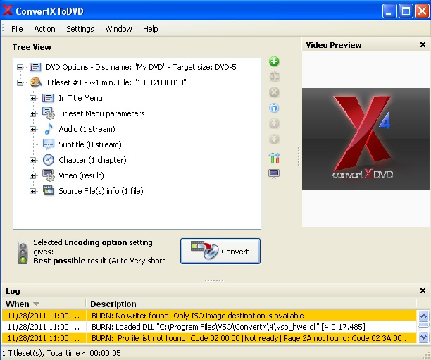 VSO convert x to dvd main screen