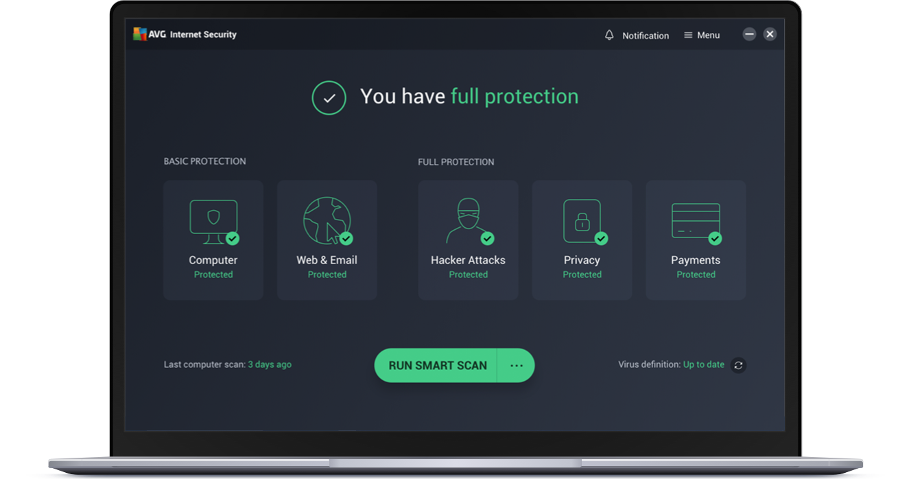 avg internet security 2024 user interface