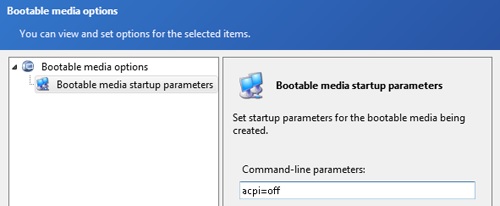 acronis bootable media startup parameters