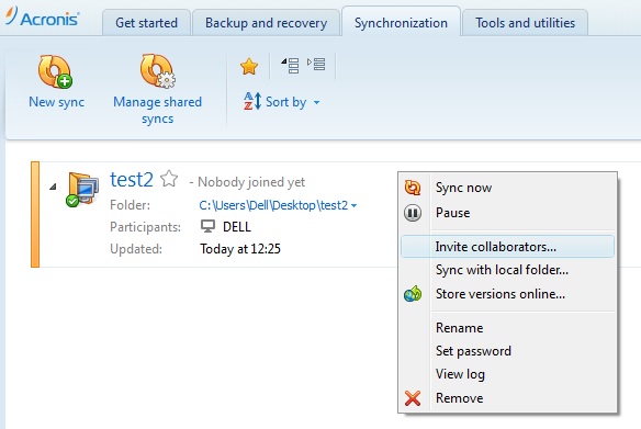 acronis synchronization example 2