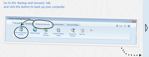 acronis true image backup recovery tab
