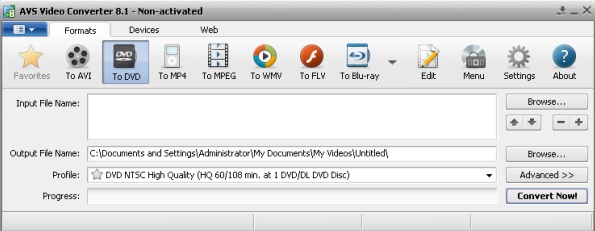 avs video converter UI screenshot