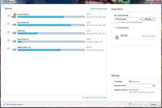 acronis true image 2014 disk backup screenshot